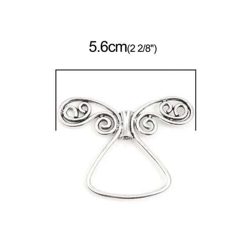 Antique Silver Angel (Fits 10mm Beads) 56mm x 43mm, 3 PCs