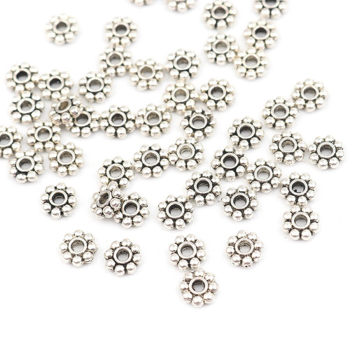 Antique Silver, Flower Spacer Beads, 6mm, 300 pcs