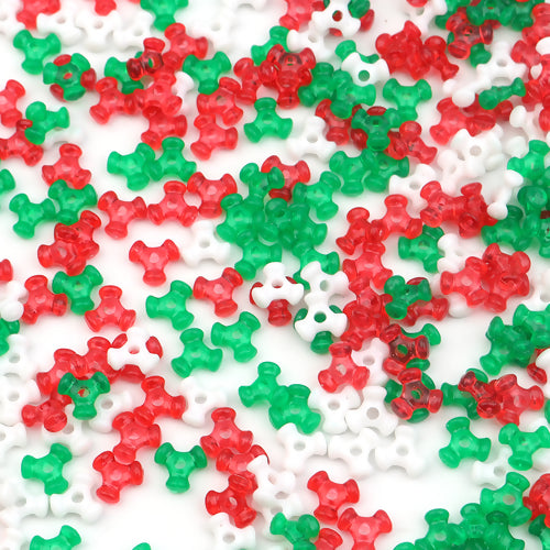 Acrylic Christmas Beads Geometric Random 10mm x 10mm, Hole: Approx 2.4mm, Approx 1000 PCs