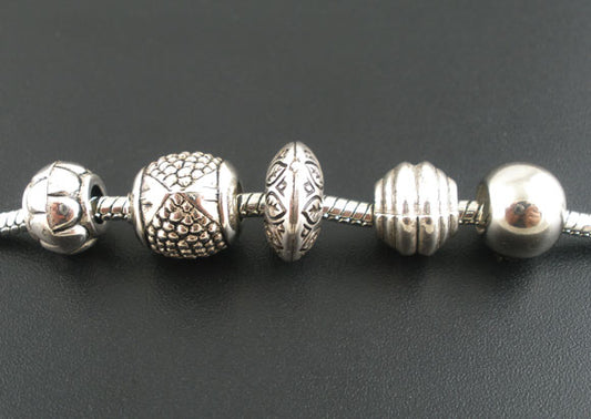Antique Silver Acrylic CCB Mixed Spacer Beads, 50pcs