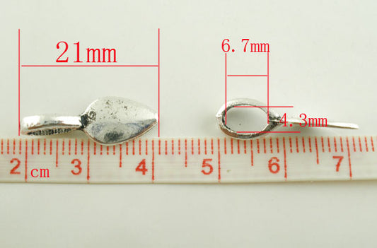 Antique Silver Plate, Bail 21 x 8mm, leaf shape, glue on pendants  50pcs
