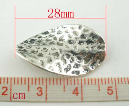 Antique Silver Hammered Leaf Spacers Beads, 20pcs