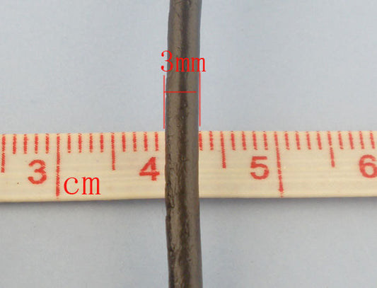 Leather Brown round, 3.mm, 5 metres