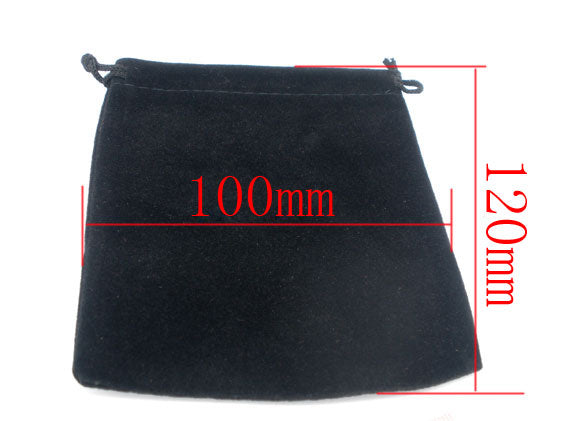 Jewellery Gift Pouches, Velveteen Black, 12x 10 cm 10pcs