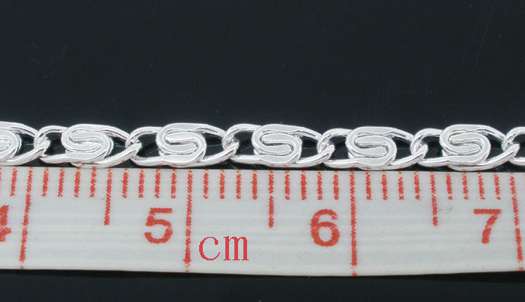 Silver Plated Chains, Link-Soldered, 2x7mm, 5 metres