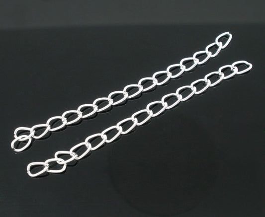 Extension Chains, Silver Plated, 50x3mm, 100pcs