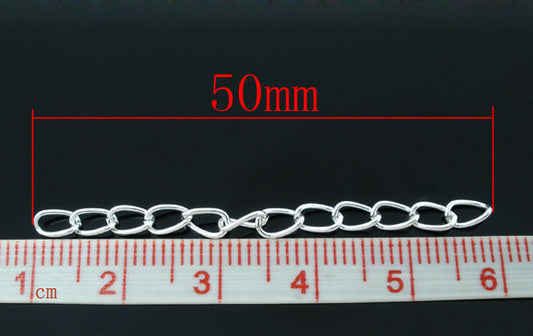 Extension Chains, Silver Plated, 50x3mm, 100pcs
