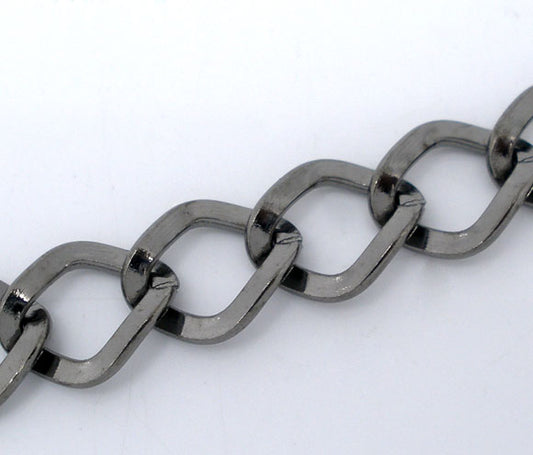 Black Nickel Square Curb Chain, 7 x 8mm 4metres