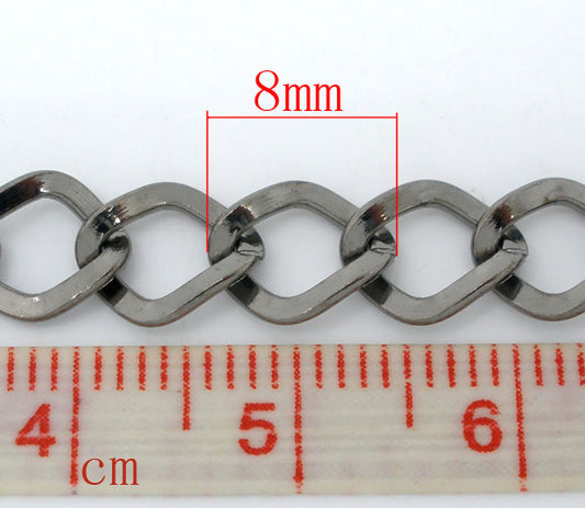 Black Nickel Square Curb Chain, 7 x 8mm 4metres