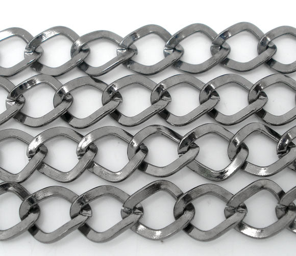 Black Nickel Square Curb Chain, 7 x 8mm 4metres