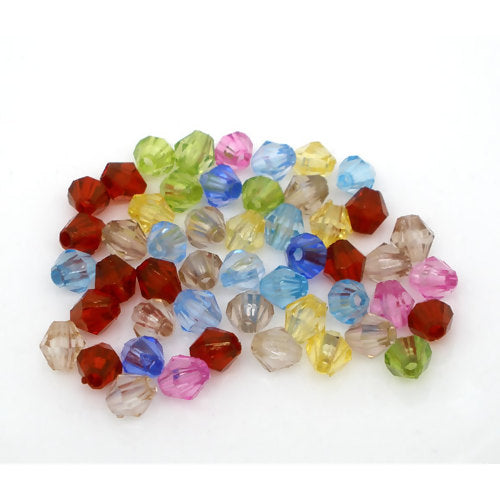 Acrylic Beads Bicone, Mixed Colours, 5mm, 1,000pcs