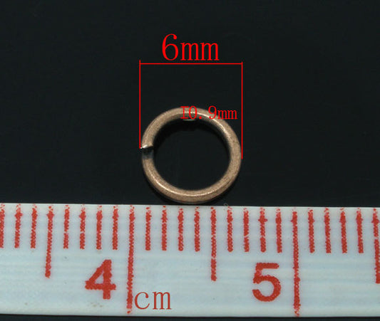 Copper Plate, Jump Rings, 6mm x 0.9mm, 1,000pcs