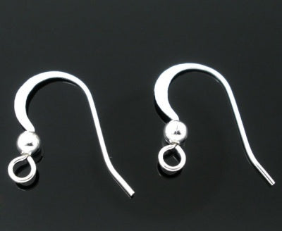 Silver-plated, flat fishhook earwire with 3x2mm ball 21 gauge. 200pcs