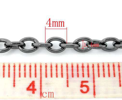 Black Nickel Cable Chains 4x3mm, 10 metres