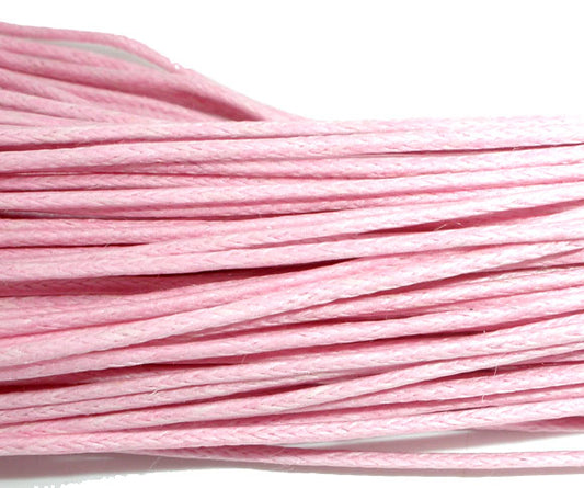 Waxed Cotton Cord, Pink, 1mm, 80 metres