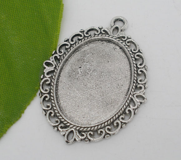 Antique Silver Frame Settings 39x29mm,(fits 25x18mm) 10pcs