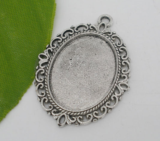 Antique Silver Frame Settings 39x29mm,(fits 25x18mm) 10pcs