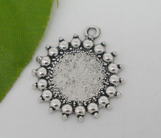 Antique Silver Frame Settings 27x24mm (Fit 11mm), 30pcs