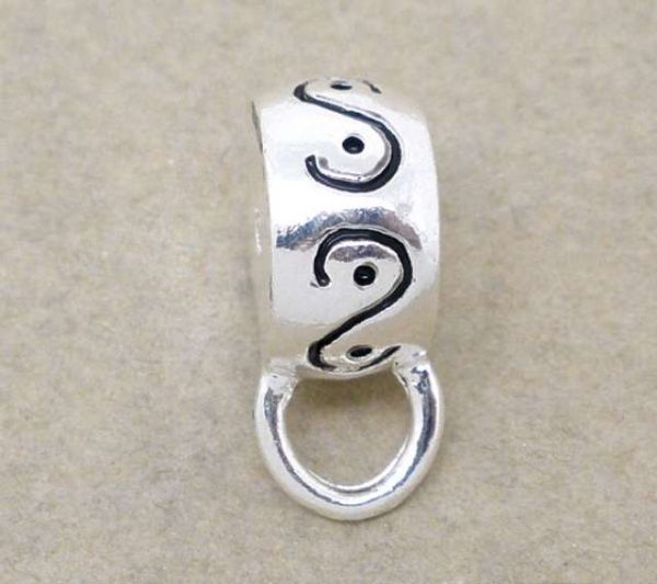 Silver Plated Bail Beads, 16x7mm, 10pcs - Swirl design