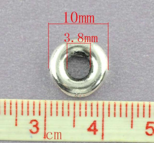 Antique Silver 10mm Spacers Beads, 50pcs