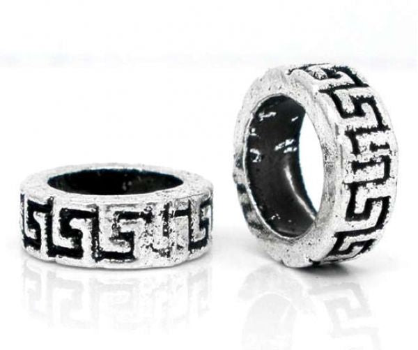 Antique Silver 11x4mm Pattern Spacers Beads, 30pcs
