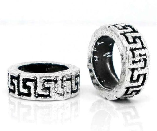 Antique Silver 11x4mm Pattern Spacers Beads, 30pcs