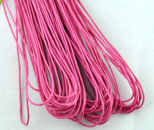 Waxed Cotton Cord, Fuchsia, 1mm, 80 metres