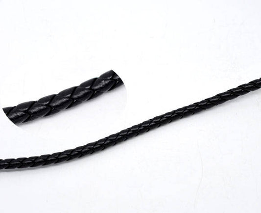 Leatheroid Braided Bola Cord Black round, 5mm, 5 metres