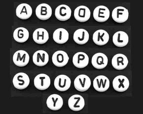 Acrylic White Alphabet/Letter "A-Z" Mix Spacer Beads, 7mm, 520 pcs