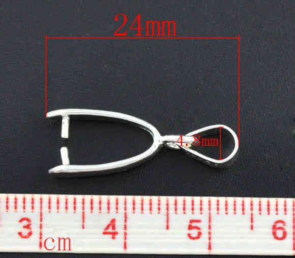 Silver Plate, Bail-Pinch 24 x 8mm, 20pcs