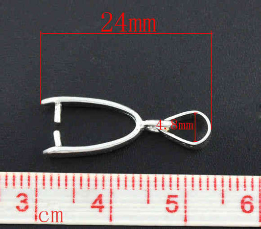 Silver Plate, Bail-Pinch 24 x 8mm, 20pcs
