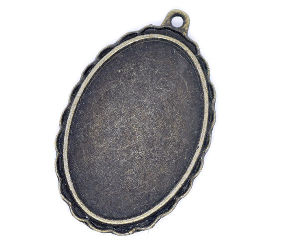Antique Bronze Frame Settings Oval 40x26mm (Fit 31x21mm), 10pcs