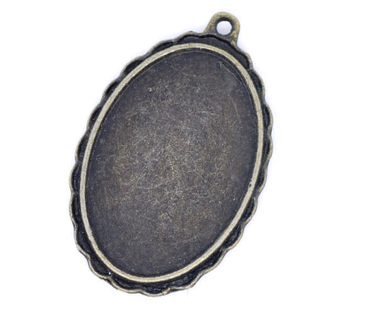 Antique Bronze Frame Settings Oval 40x26mm (Fit 31x21mm), 10pcs