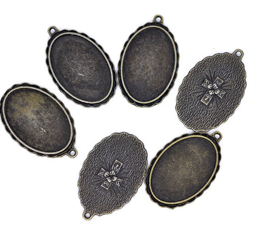 Antique Bronze Frame Settings Oval 40x26mm (Fit 31x21mm), 10pcs