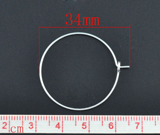 Silver Plated Wine Glass Charm Rings, 34x30mm, 100 pcs