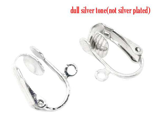 Antique Silver Ear Clip, with loop, 10 pairs