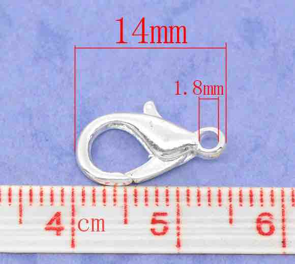 Silver Plate Lobster Clasp  14 x8mm, 50 pcs