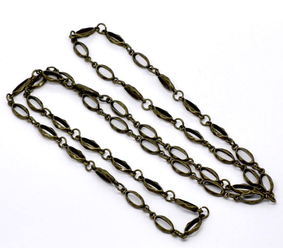 Antique Bronze Round Oval Chain Necklace, 20x7mm, 6mm, 1 metre