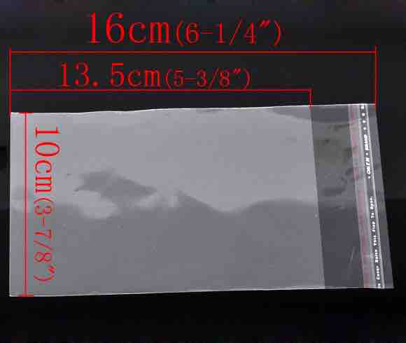 Self Adhesive Seal Plastic Cello Bags 16x10cm (Usable Space 13.5 x 10cm), 200pcs