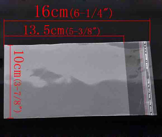 Self Adhesive Seal Plastic Cello Bags 16x10cm (Usable Space 13.5 x 10cm), 200pcs