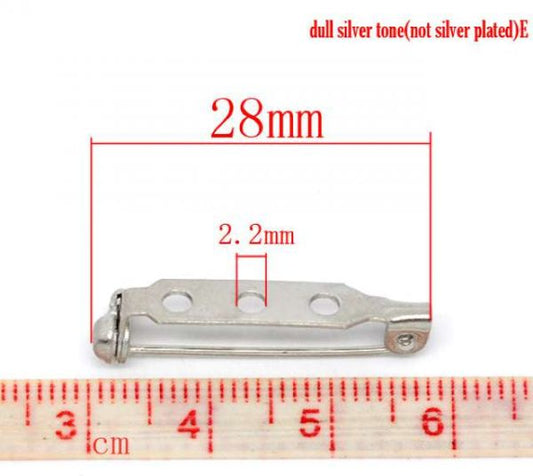Antique Silver, Brooch with Roller 28 x 5mm, 100pcs