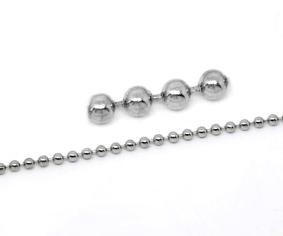 Antique Silver Smooth Ball Chains 2.4mm Dia. 10 Metres