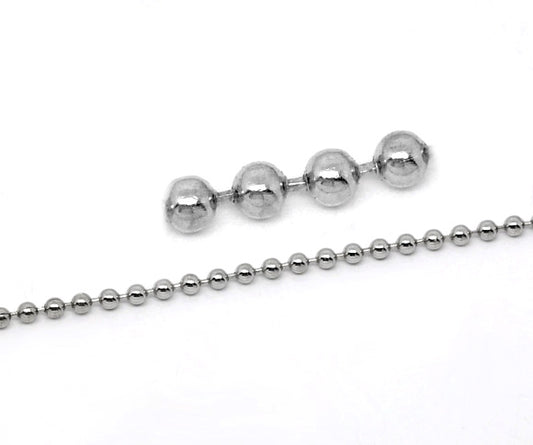 Antique Silver Smooth Ball Chains 2.4mm Dia. 10 Metres