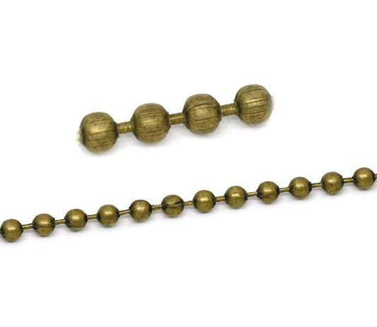 Antique Bronze Smooth Ball Chains 3.2mm Dia. 10 Metres