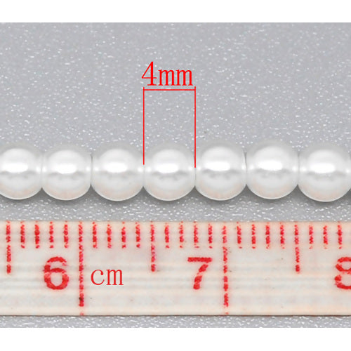 Glass Pearls White, 4mm,  5 strands - Bulk Buy