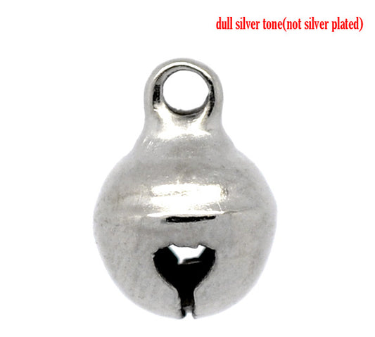 Antique Silver, Christmas Bell Charm Drops Findings 11x8mm, 100pcs