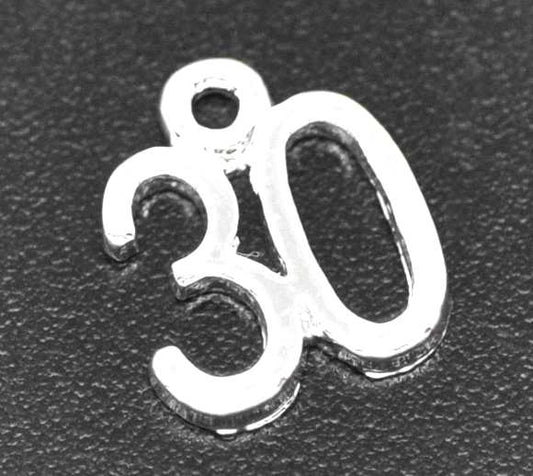 Number Age "30" Charm Pendant 13x10mm, 50pcs