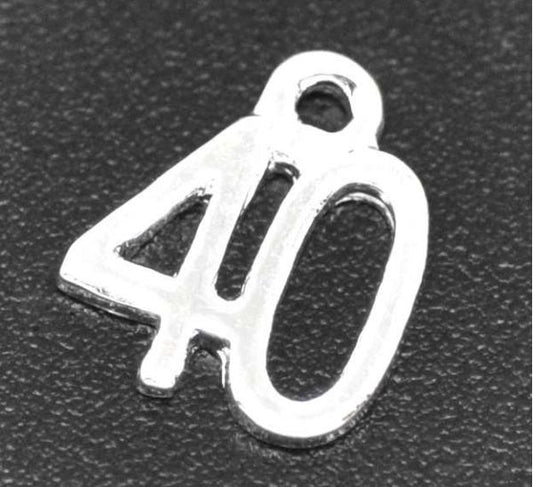 Number Age "40" Charm Pendant 13x10mm, 50pcs