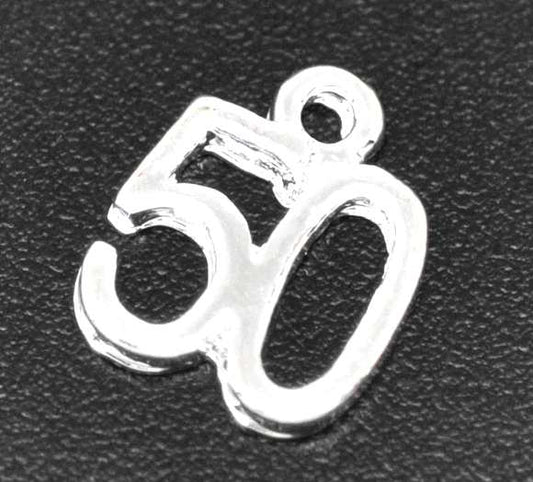 Number Age "50" Charm Pendant 13x10mm, 50pcs