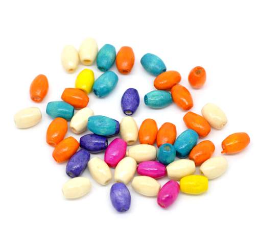 Wooden Beads Oval, 8x5mm, Mixed, 1,000pcs